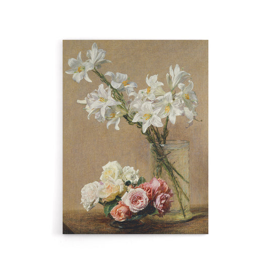 Still Life Roses and Lilies Latour Canvas Wall Art Print