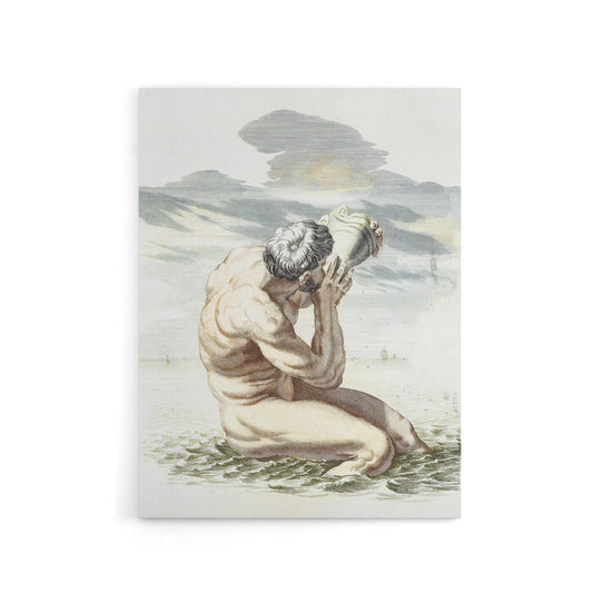 Triton Blows On The Conch Shell Johan Teyler Canvas Wall Art