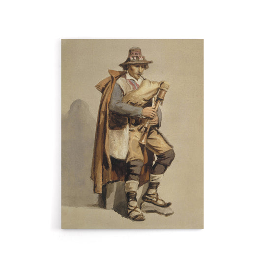 Albert Edelfelt Bagpiper Watercolour Portrait Canvas Wall Art Print