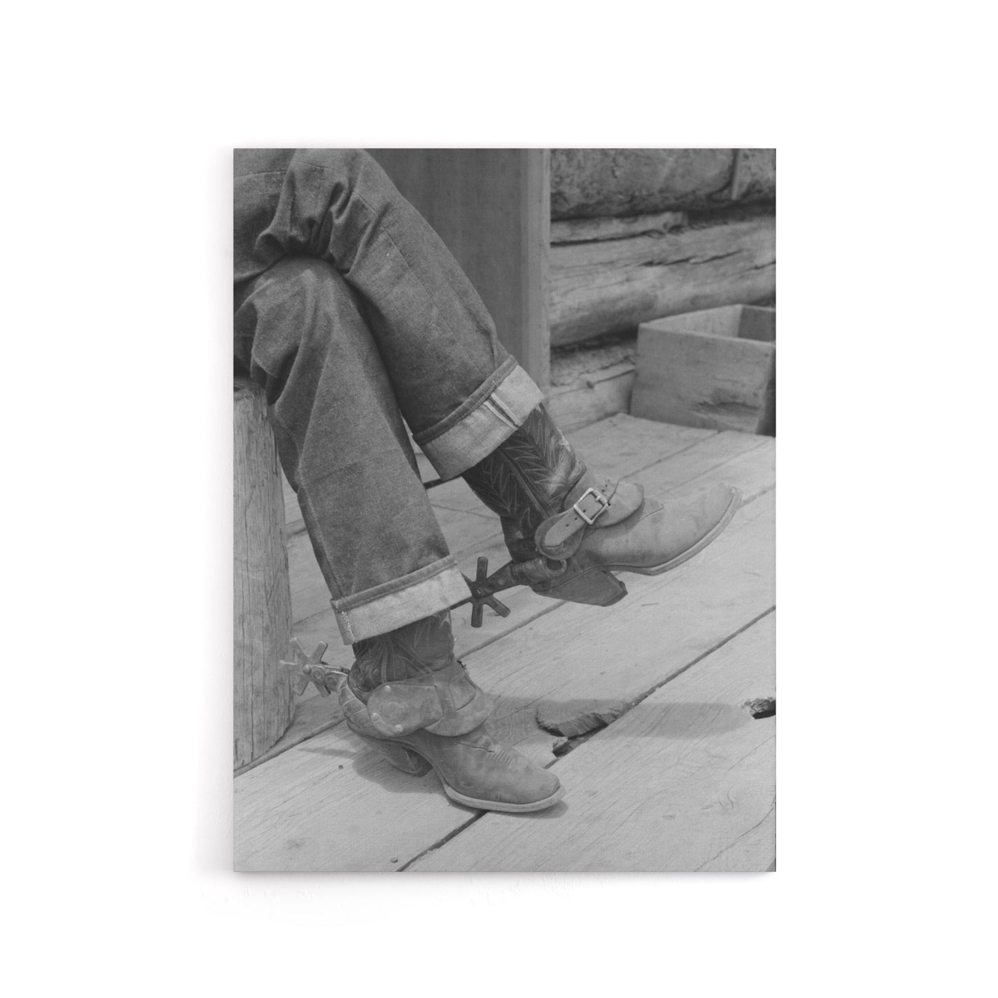 Russell Lee Boots and Spurs Vintage Photograph Canvas Wall Art Print
