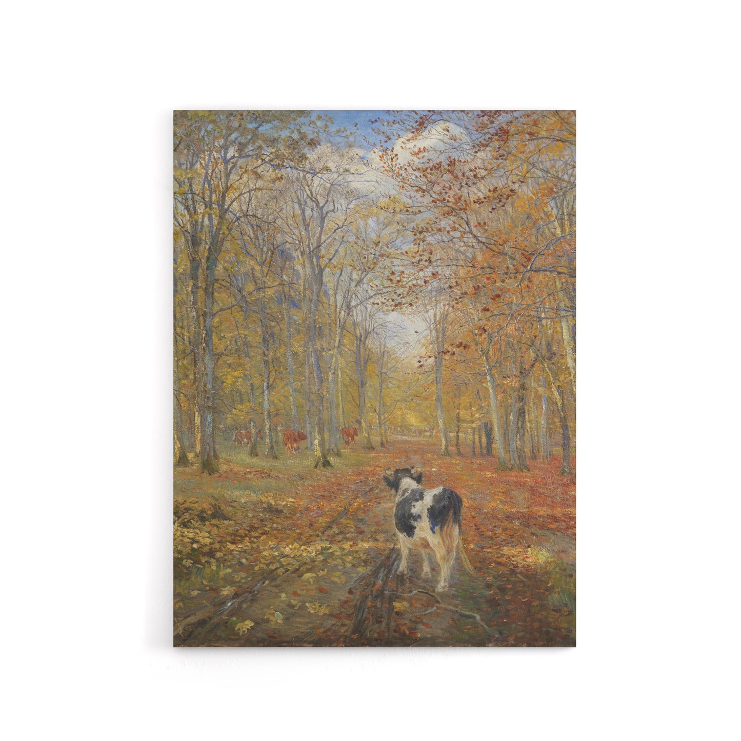 Theodor Philipsen Calf on A Road in Dyrehaven Canvas Wall Art Print